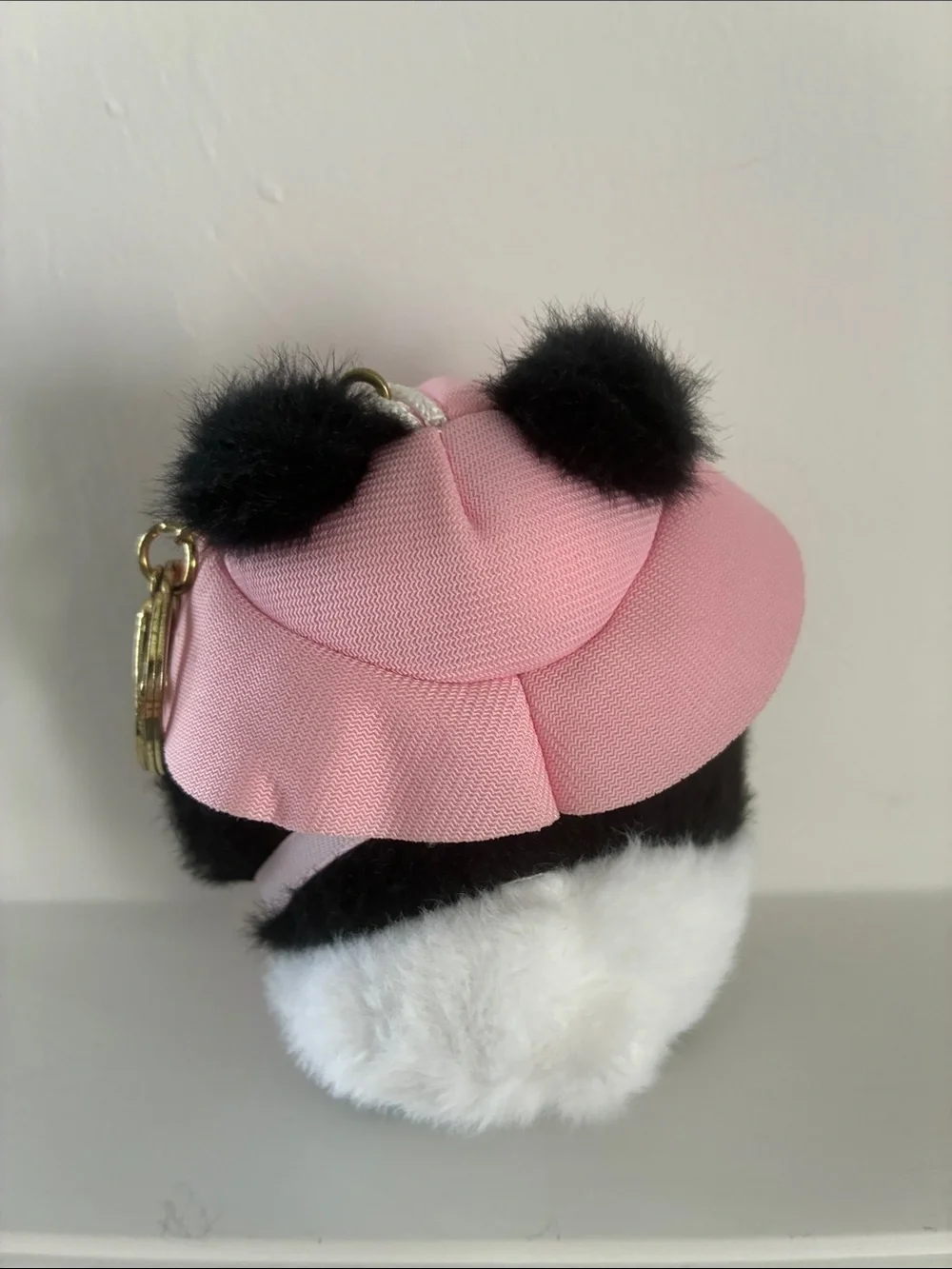 Pink Panda Plush Keychain Clip On